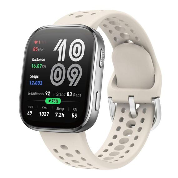 Cinturino in silicone tinta unita con fibbia argentata per Amazfit Bip 6 (bianco avorio)