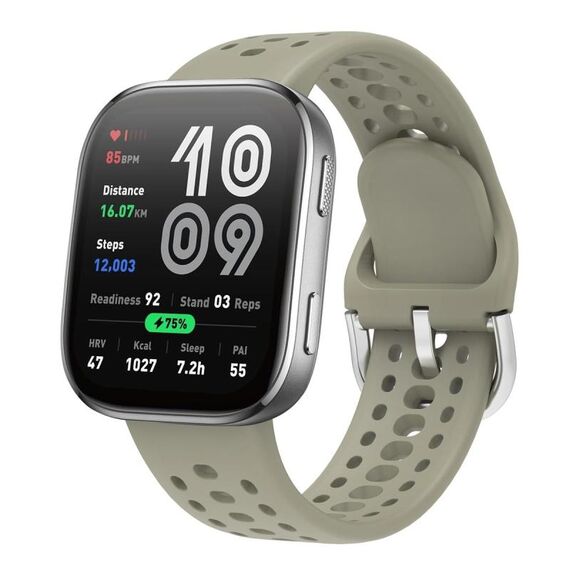 Cinturino in silicone tinta unita con fibbia argentata per Amazfit Bip 6 (verde chiaro)
