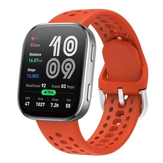 Cinturino in silicone tinta unita con fibbia argentata per Amazfit Bip 6 (arancione)