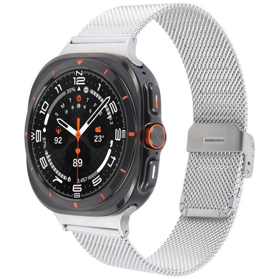 Cinturino in metallo con fibbia integrata in milanese per Samsung Galaxy Watch Ultra 47 mm (argento)