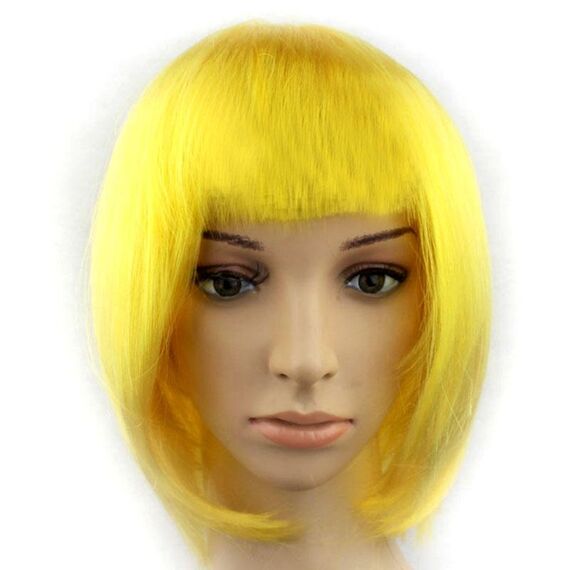 Parrucche corte in PET per copricapo cosplay per feste per donna (oro scuro)