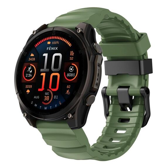 Cinturino in silicone per orologio sportivo Gamin Wild Trail da 26 mm (verde oliva)