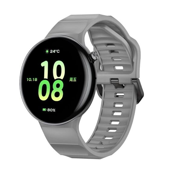 Cinturino in silicone monocolore con fibbia nera per orologio For Honor (grigio)