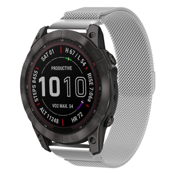 Cinturino in metallo a sgancio rapido Milanese xDfind per Garmin Fenix ​​8/7X/6X/5X da 26 mm (argento)