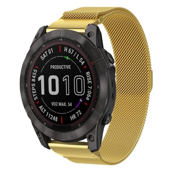 Cinturino in metallo a sgancio rapido Milanese xDfind per Garmin Fenix ​​8/7X/6X/5X da 26 mm (oro)