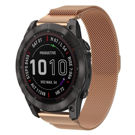 Cinturino in metallo a sgancio rapido Milanese xDfind per Garmin Fenix ​​8/7X/6X/5X da 26 mm (oro rosa)