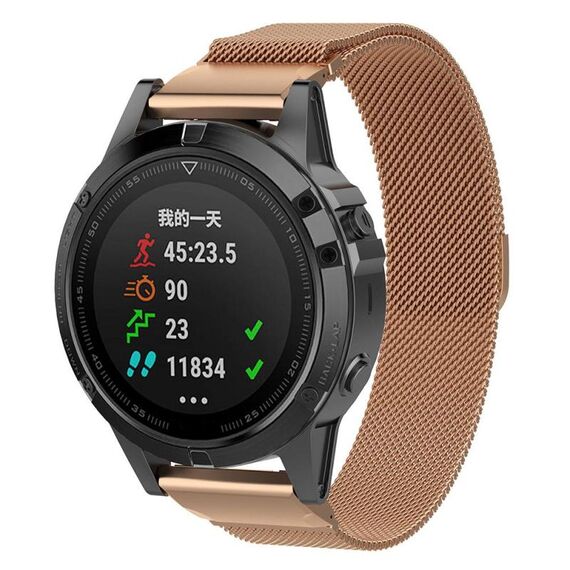 Cinturino in metallo a sgancio rapido Milanese xDfind per Garmin Fenix ​​8/7/6/5 da 22 mm (oro rosa)