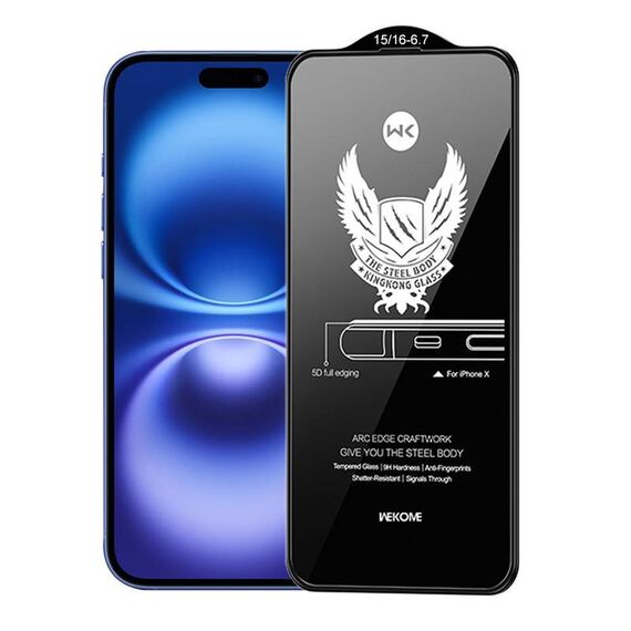 Per iPhone 16 Plus / 15 Plus WK WTP-012 KinKong Pellicola in vetro temperato curvo 9H 4D per la privacy da 0,25 mm