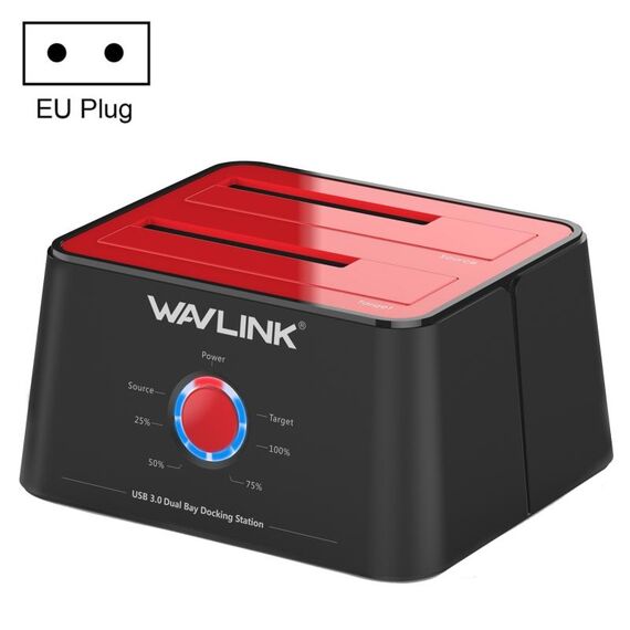 Wavlink ST334U SSD Dual Bay Docking station per disco rigido esterno da USB 3.0 a SATA I/II/III (spina europea)