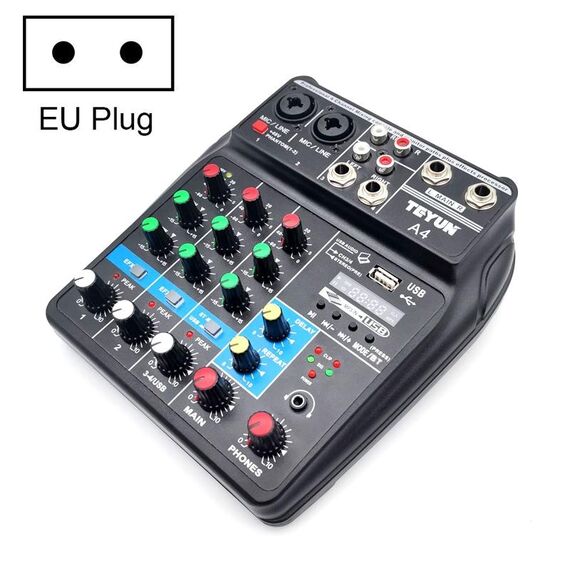 Teyun A4 a 4 vie Microfono Digital Mixer Digital Live Recording Effector (Plug UE)
