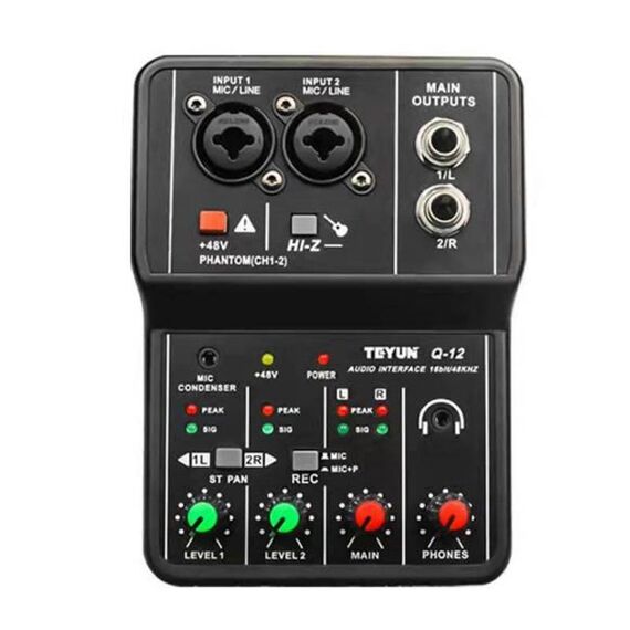 Teyun Q-12 Registrazione del computer Scheda audio USB Drive-Free Recording Arrange (Black)