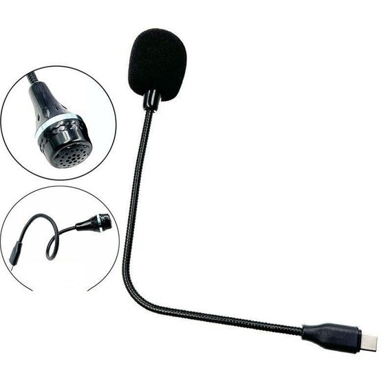 Microfono flessibile a collo d'oca USB-C/Type-C con chip IC per laptop, telefono, tablet, lunghezza: 25 cm
