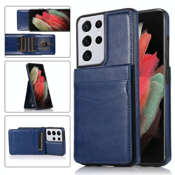 Per Samsung Galaxy S21 Ultra 5G Solid Color PC + Custodia protettiva TPU con slot per supporto e schede (blu)
