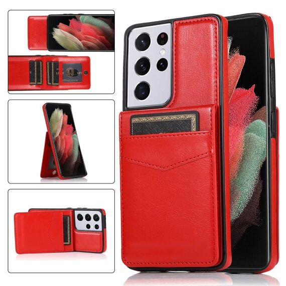 Per Samsung Galaxy S21 Ultra 5G Solid Color PC + Custodia protettiva TPU con slot per supporto e schede (rosso)