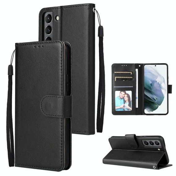 Per slot Samsung Galaxy S22 5G 3 Slot Multifunzionali in pelle (Nero)