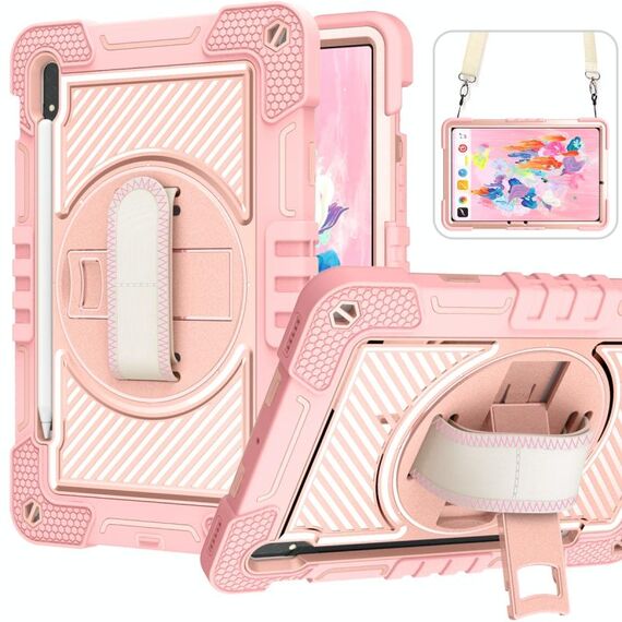 Per Samsung Galaxy Tab S7 / S8 a 360 gradi Contrasto Colore silicone+Case di compresse per PC (oro rosa)