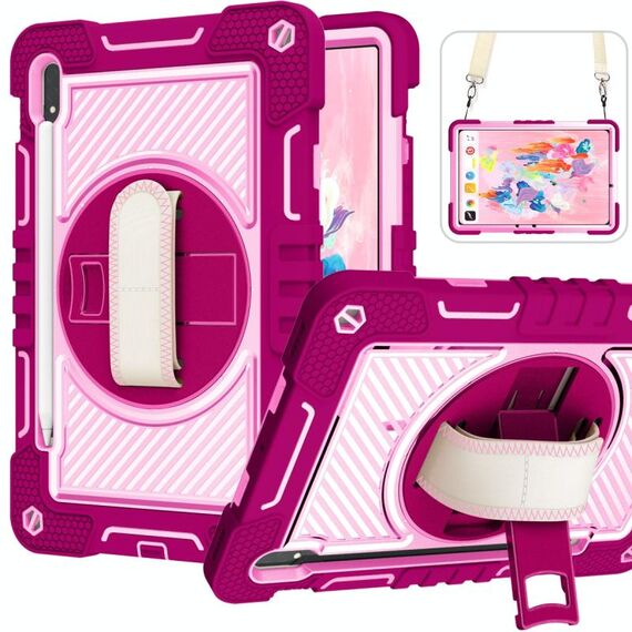 Per Samsung Galaxy Tab S7 / S8 a 360 gradi Contrasto di contrasto silicone+Case di tablet per PC (rosso rosa+rosa)