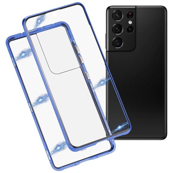 Per Samsung Galaxy S21 Ultra 5G HD Magnetic Metal Temped Glass Case (blu)