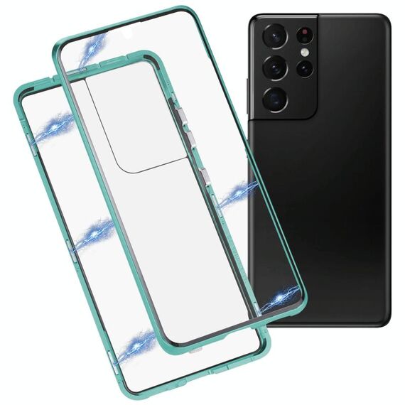 Per Samsung Galaxy S21 Ultra 5G HD Magnetic Metal Temped Glass Case (verde)
