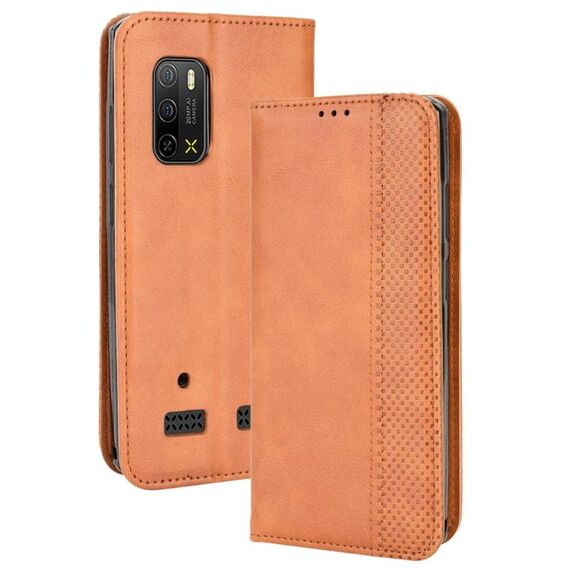 Per Ulefone Armor X10 / X10 Pro Magnetic Fibbia di texture Retro Texture Telefono (Brown)