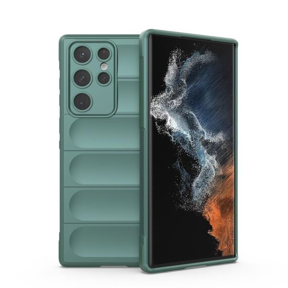 Per Samsung Galaxy S22 Ultra 5G Magic Shield TPU + Flanel Phone Case (verde scuro)