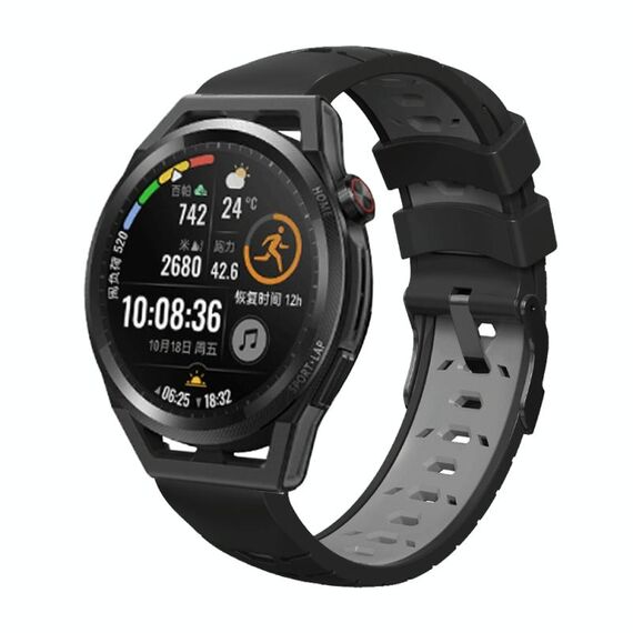 Per Huawei Watch GT Runner Trapezoidal Trapezoidale Silicone Watch Band (Black Grey)