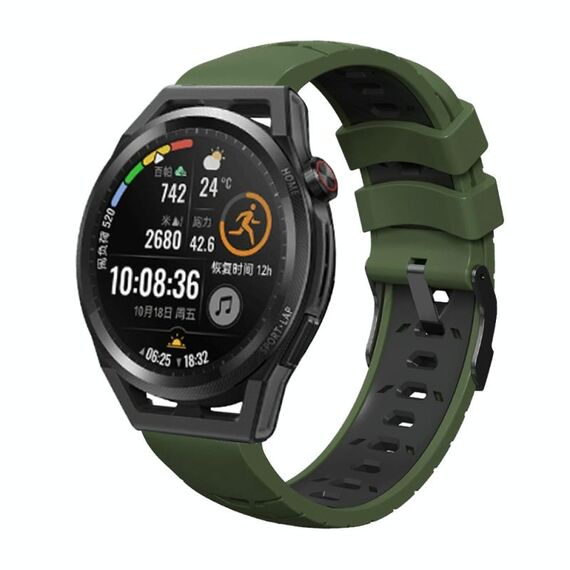 Per Huawei Watch GT Runner Trapezoidal Trapezoidal Silicone Watch Band (Army Green Black)