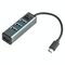 USB-C / TYPE-C a 4 porte USB 3.0 Hub in lega di alluminio con interruttore (grigio)