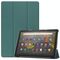 Per Amazon Fire HD 10 (2021) Struttura custer Custodia in pelle flip orizzontale con supporto a tre pieghevole e funzione Sleep / Wake-up (verde scuro)