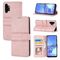 Per Samsung Galaxy A32 5G Fibbia magnetica a righe in rilievo in rilievo PU + TPU Custodia in pelle flip orizzontale con supporto e carta Slot & Portafoglio e cornice fotografica e sling (rosa)