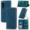 Per Sony Xperia 5 IV Retro Skin Feel Custodia magnetica per telefono in pelle (blu)