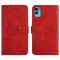 Per Motorola Moto E22s HT03 Skin Feel Custodia per telefono in pelle goffrata con farfalla in rilievo (rosso)