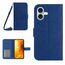 Per iPhone 16 Custodia per telefono in pelle Flip in rilievo Skin Feel Sun Flower con cordino (blu scuro)