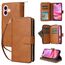 Cover per iPhone 16  a portafoglio con cerniera e 9 slot per carte marrone EDA005483208E