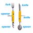 Set di posate pieghevoli da viaggio / campeggio 4-in-1 in acciaio inossidabile, cucchiaio + forchetta + coltello + set apribottiglie (blu)