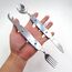 Set di posate pieghevoli da viaggio / campeggio 4-in-1 in acciaio inossidabile, cucchiaio + forchetta + coltello + set apribottiglie (blu)