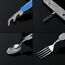 Set di posate pieghevoli da viaggio / campeggio 4-in-1 in acciaio inossidabile, cucchiaio + forchetta + coltello + set apribottiglie (blu)
